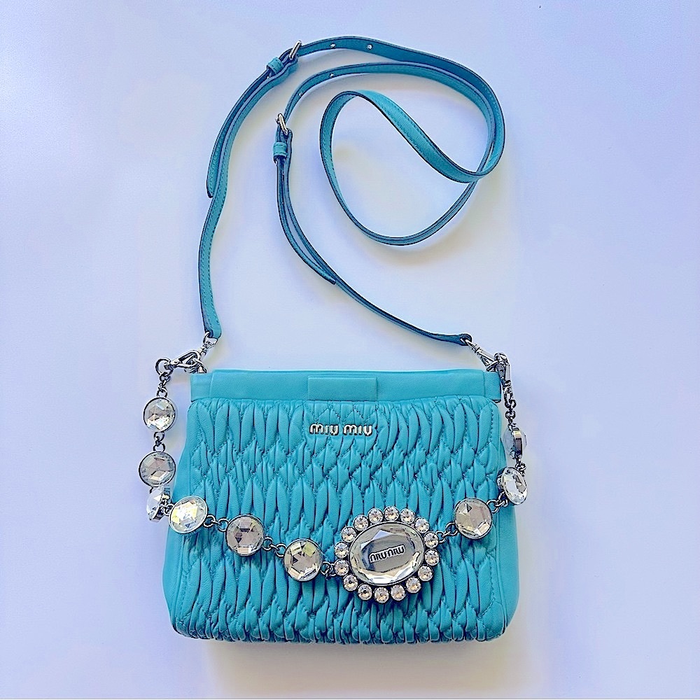 Miu Miu Teal Quilted Shoulder Bag